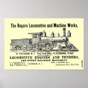 Pôster A Locomotiva Rogers, Paterson, N.J.1870