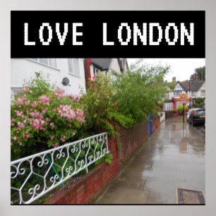 Poster A London Street e a rain England