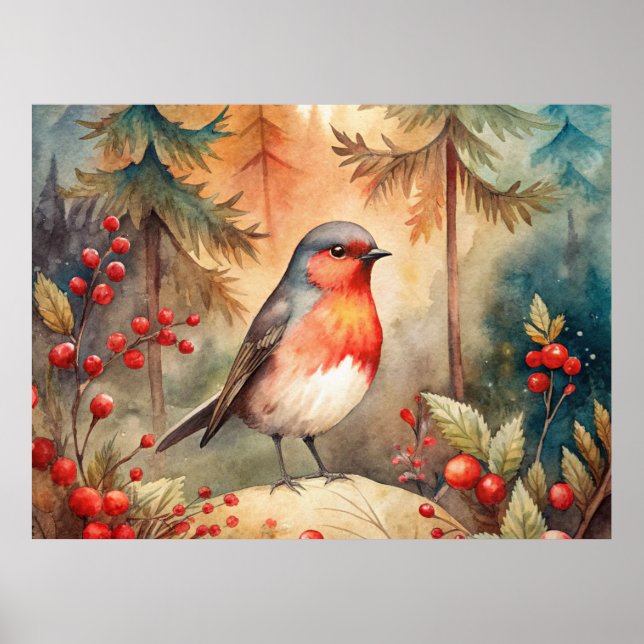 Poster A lovely Robin in Autumn (Frente)