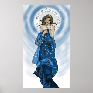 Poster A lua e as estrelas Mucha redo