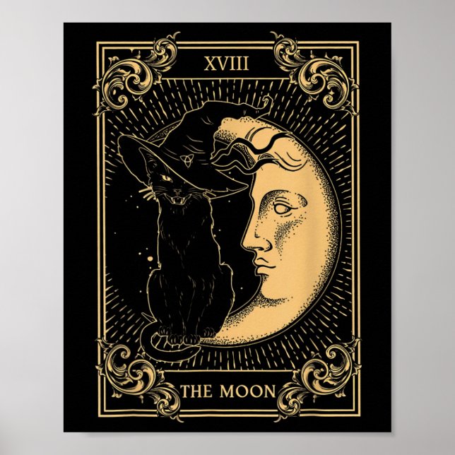 Poster A Lua Tarot Xvii Inspirou A Bruxa Negra Hat (Frente)