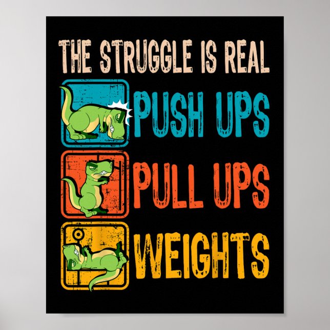 Poster A Luta É Engraçada Com O T-rex Gym Trabalhando Em  (Frente)