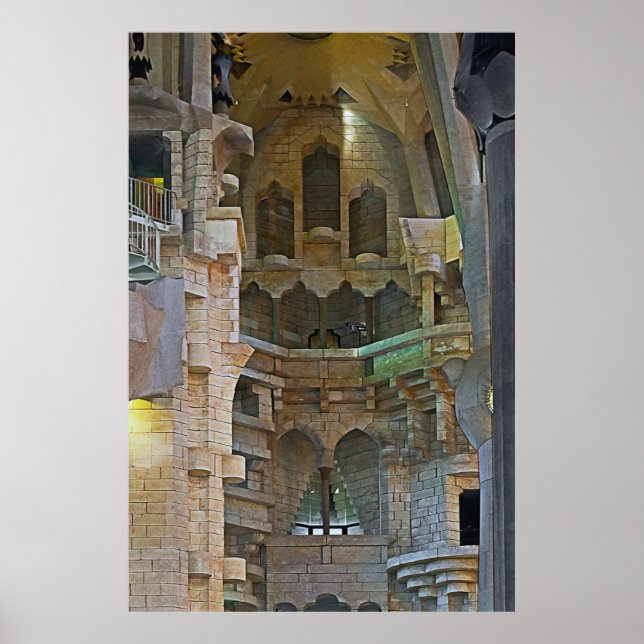 Poster A luz suave do interior da Sagrada Família (Frente)