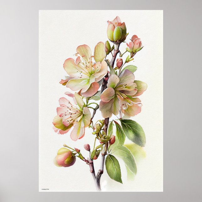 Poster A maçã de arte de parede AI floresce no estilo vin (Frente)