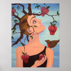 Pôster a maçã nunca cai distante