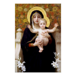 Pôster A Madona dos Lírios (por William Bouguereau)