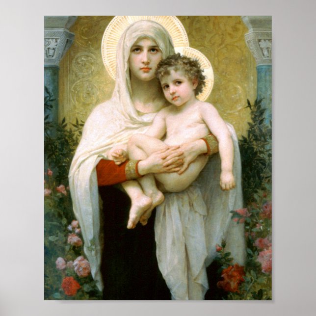 Poster A Madona Dos Rosas William Adolphe Bouguereau (Frente)