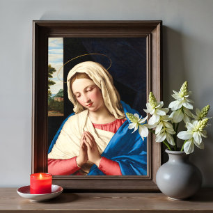 Poster A Madonna na oração, uma paisagem além