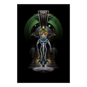 Pôster A Majestade de Trilia Fractal Fantasy Retrato BLK