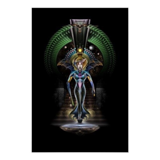 Pôster A Majestade de Trilia Fractal Fantasy Retrato BLK (Frente)