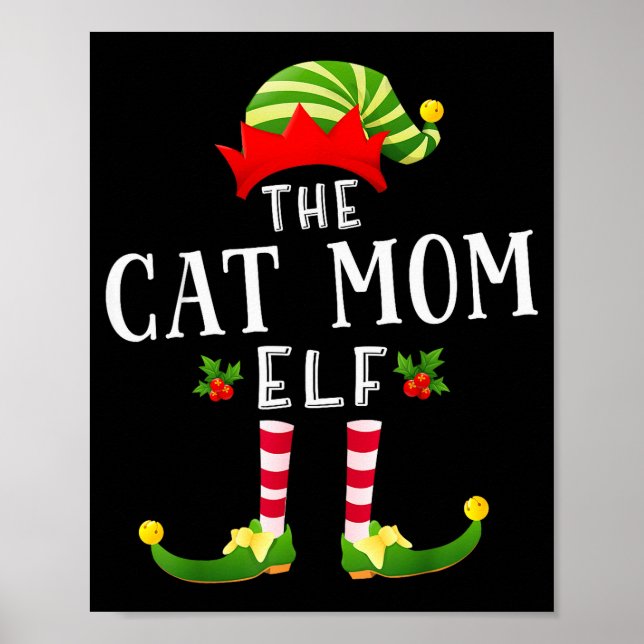 Poster A Mamãe Gata Elfa Natal Combinando Pijama Homens M (Frente)