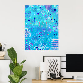 Poster A Máquina de Bolhas: Arte Abstrata Azul