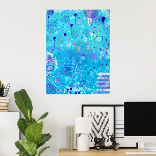 Poster A Máquina de Bolhas: Arte Abstrata Azul