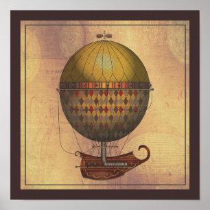 Poster A máquina de vôo de Nautisme Steampunk do