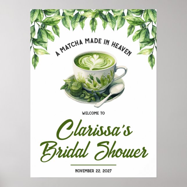 Poster A Matcha Made in Heaven Bridal Shower Welcome Sign (Frente)