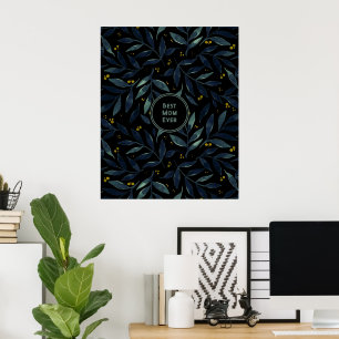 Poster A melhor mãe sempre elegante galhos florais