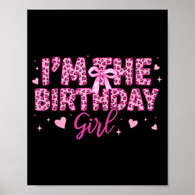 Poster A menina de aniversário leopardo guepardo rosa ani (Frente)