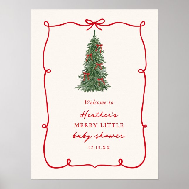 Poster A Merry Little Christmas Baby Shower Welcome (Frente)