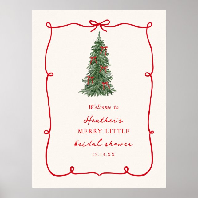 Poster A Merry Little Christmas Bridal Shower Welcome (Frente)