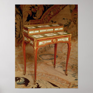 Poster A mesa da mulher com os painéis da porcelana de