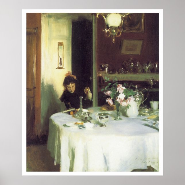 Poster A Mesa do café da manhã, 1884 John Singer Sargent (Frente)