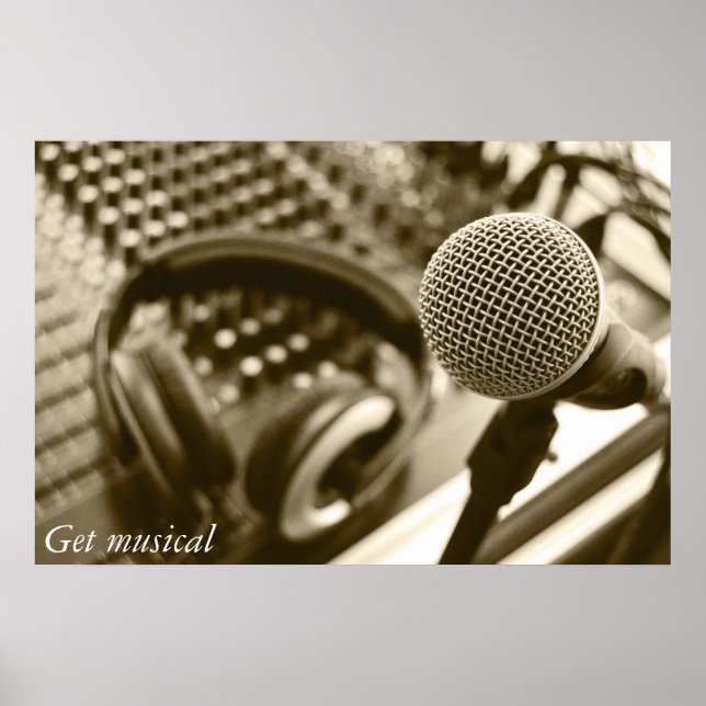Pôster A microphone and headphones (Frente)