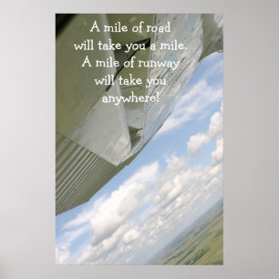Pôster A milha da asa A do avião de estrada tomar-lhe-á