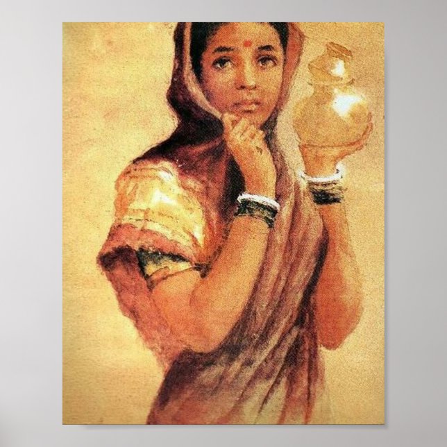 Poster A Milkmaid 1904 Por Raja Ravi Varma (Frente)