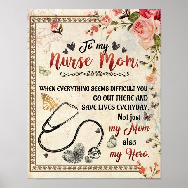 Poster À Minha Enfermeira Mãe Presente, Carta De Amor Flo (Frente)