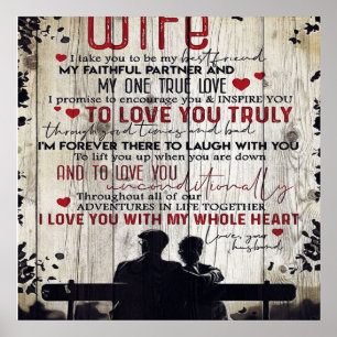 Poster À Minha Esposa Presente Letra Adorável Para Na