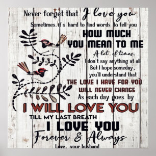 Poster À minha esposa   Presente para Decoração Domés