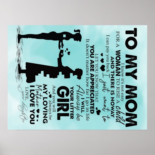 Poster À minha mãe design | Carta às mamães (Frente)