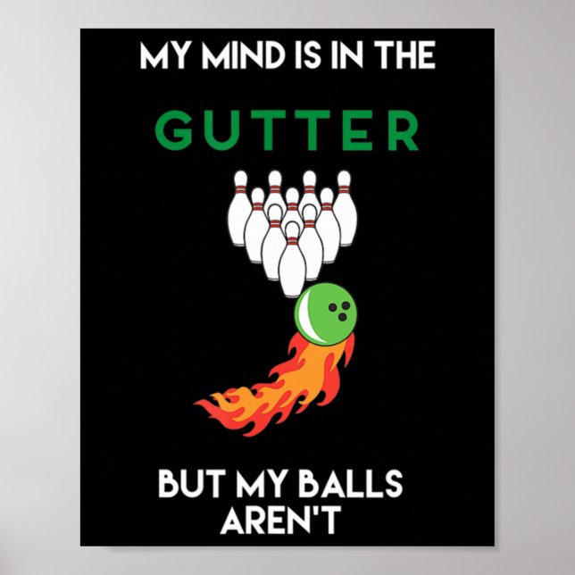 Poster A Minha Mente Está Na Bebendo Da Boliche De Roupa (Frente)