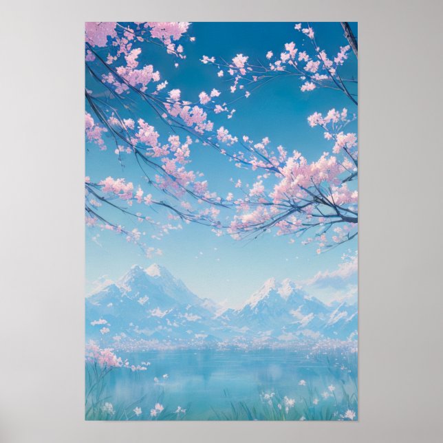 Poster A Misty Morning perto do lago (Frente)