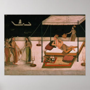 Poster A Mughal prince receiving a lady at night