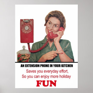 Poster A mulher está falando no telefone, foto do vintag