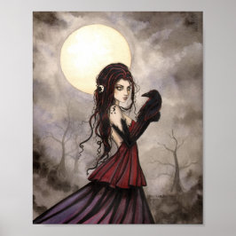 Pôster A Mulher Gótica Raven Fantasy Wiccan Art
