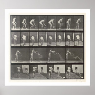 Pôster A mulher que joga um balde da água, chapeia 401 d