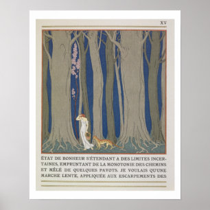 Pôster A mulher seguiu por um leopardo, ilustração 'do 