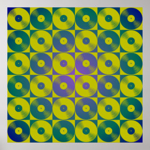 Pôster A música do vinil grava o quadrado do estilo do