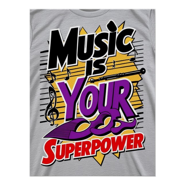 Pôster A Música é Seu Superpoder opção 3 (Frente)