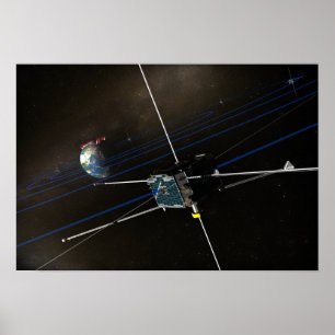 Pôster A nave espacial de cinco THEMIS na órbita