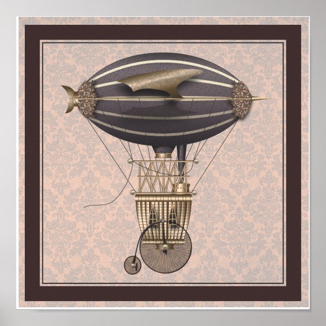 Pôster A nave Penny Farthing Fantasy Flying Machine (Frente)