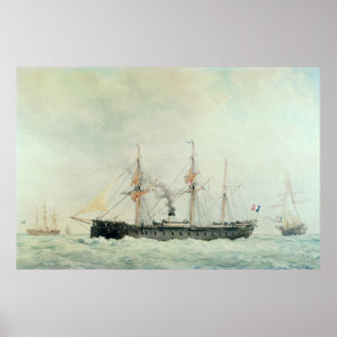 Pôster A navio de guerra francesa, "La Gloire", 1880