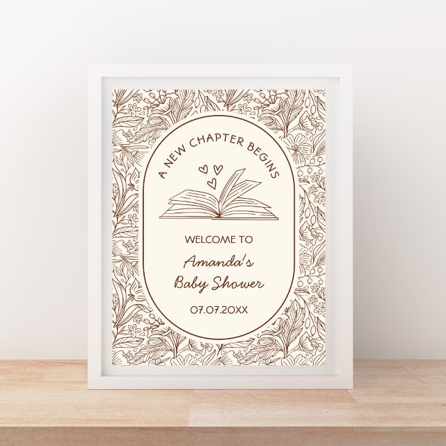 Poster A New Chapter Begins Book Baby Shower Welcome (A New Chapter Begins Book Baby Shower Welcome Poster)