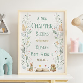 Poster A New Chapter Book Baby Shower Welcome 