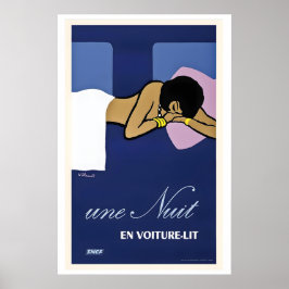 Poster A Night in a Sleeper Car Train Vintage Travel