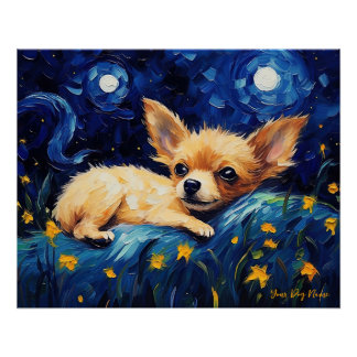 Pôster A noite estrelada - Chihuahua Dog 001 - Qian wan G