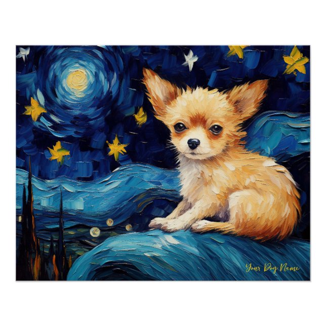 Pôster A noite estrelada - Chihuahua Dog 002 - Qian wan G (Frente)