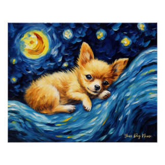 Pôster A noite estrelada - Chihuahua Dog 003 - Qian wan G